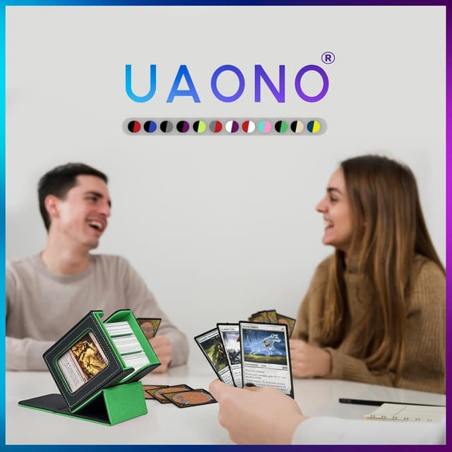 Detalle 2 de UAONO Kartenfach für MTG Commander (EDH) mit Top Loader, 2 Trennwänden – Schwarz/Dunkelgrün