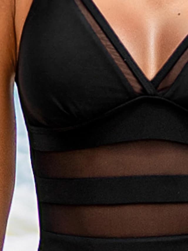 Thumbnail 3 de CUPSHE Damen Badeanzug V-Ausschnitt Netzstoff