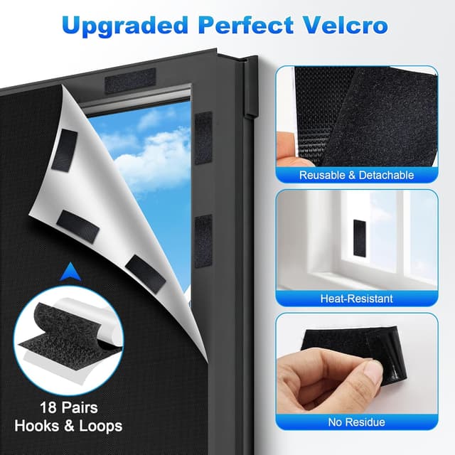 Detalle 2 de TIYCNIY Blackout Blind 200x145cm — portable no-drill light blocking for bedrooms, nurseries and travel