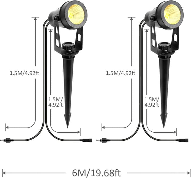 Detalle 2 de ECOWHO Garden spot lights 2 pack, 3m cable