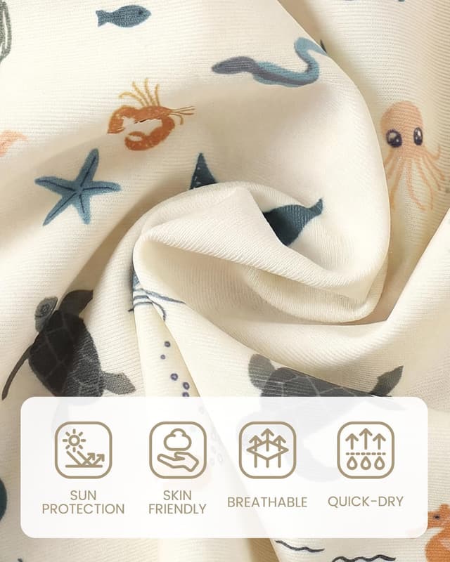 Detalle de DivingBirds UV-Badebekleidung Baby: Badeanzug mit Hut, UPF 50+ für Babys & Kinder (3 Monate–4 Jahre)