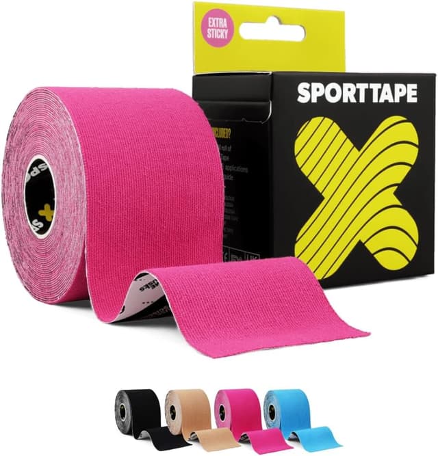 Detalle de SPORTTAPE Original Kinesiology Tape 5cm x 5m (Pink) – hypoallergenic, waterproof sports physio tape