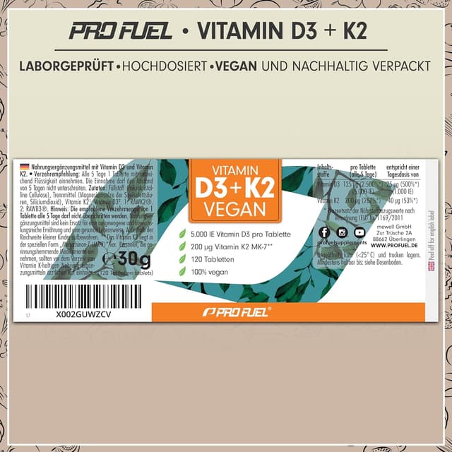 Thumbnail 5 de Vitamin D3 K2 VEGAN 120 Tabletten ⚡