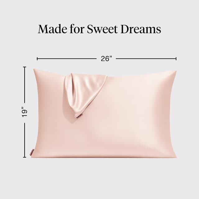 Detalle de Kitsch satin pillowcase with zipper for hair & skin (queen) – Blush