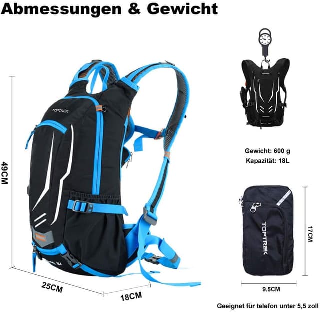 Detalle de Toptrek Fahrradrucksack 18 l mit Regenhülle