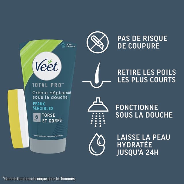 Detalle 2 de Veet Crème dépilatoire 5 minutes Hommes