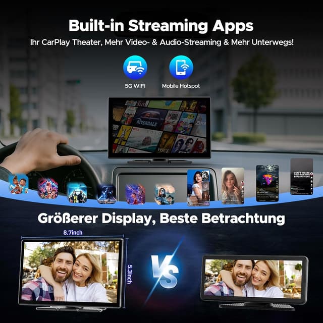 Detalle 2 de Volam Wireless CarPlay Display 9 Zoll