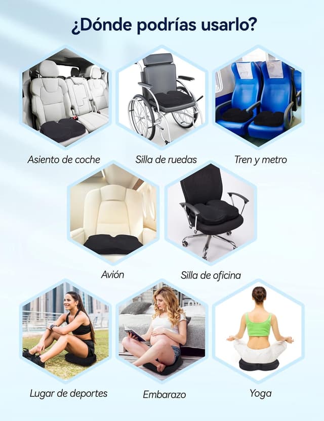 Thumbnail 5 de Travel Ease Cojín de Asiento Ergonómico 44×38×7 cm