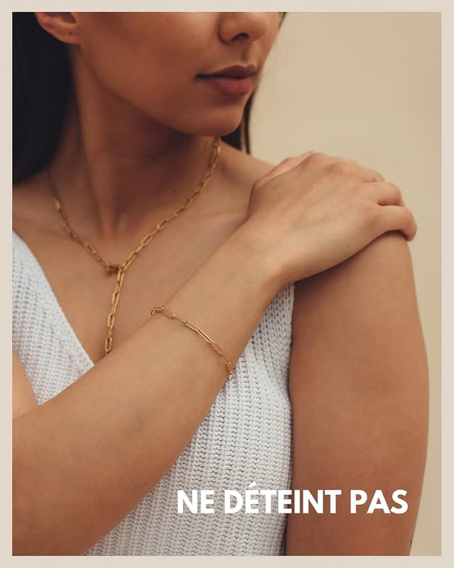 Detalle de GD GOOD.designs EST. 2015 Bracelet femme à maillons en acier inoxydable (résistant à l’eau) ajustable jusqu’à 21 cm