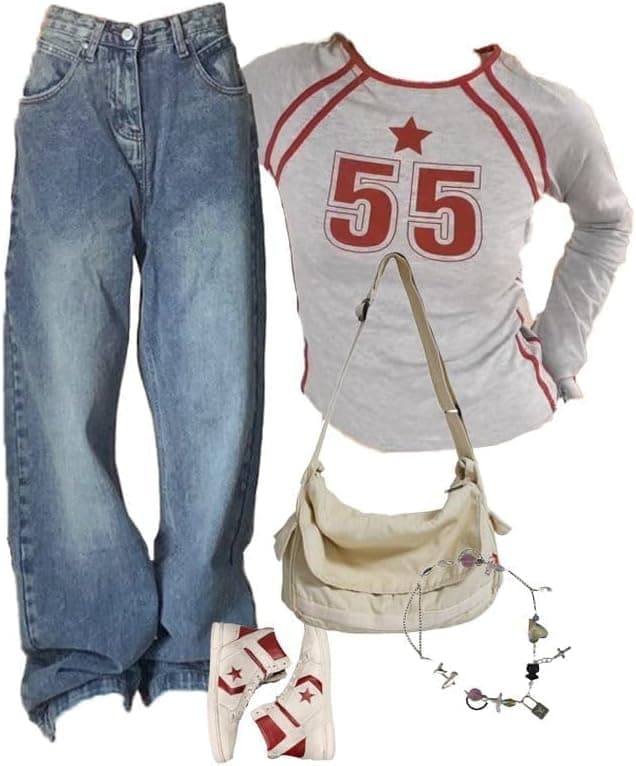 Detalle 2 de EMMIOL Women Baggy Jeans Mid-Low Waist