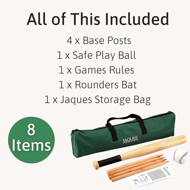Detalle de Jaques of London Premium Rounders Set (6-piece) with Safe-Play Bat, Ball & Carry Bag