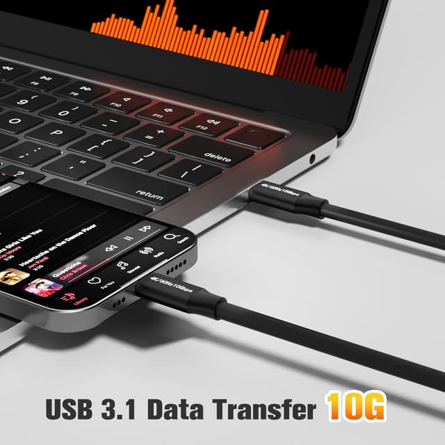 Detalle 1 de Mygatti USB-C 3.1 Gen2 Kabel 10 Gbps, 5 m – 4K@60 Hz, 100 W (5A) und Daten/Video/Laden