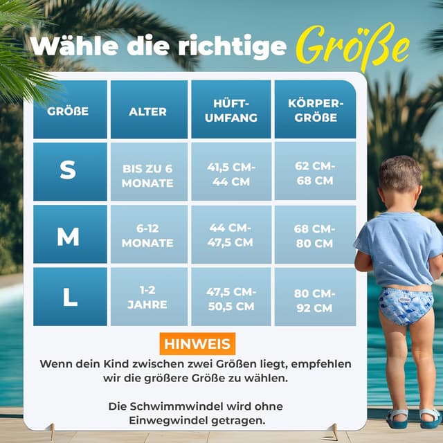Detalle 2 de KIDVERSE Schwimmwindel Baby Badehose ab 1 bis 2 Jahre – wiederverwendbar, hautfreundlich & mit Tragetasche
