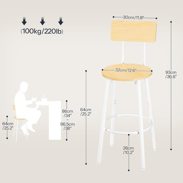 Detalle de HOOBRO EWN32BY01G1 sedie da bar ergonomiche