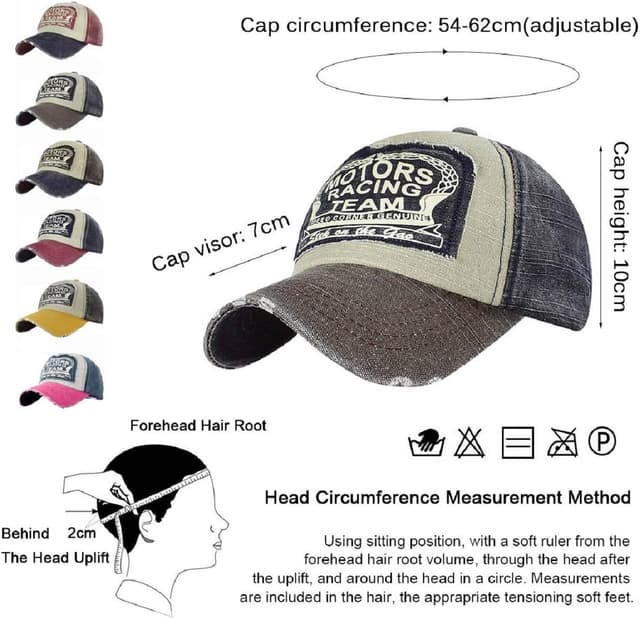 Detalle de Tuopuda Cappellino Baseball Vintage unisex in cotone snapback con stile vissuto