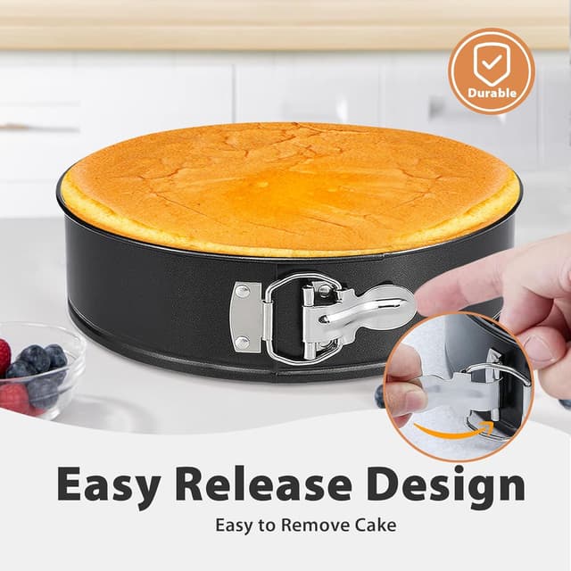 Detalle de 9-Inch Nonstick Springform Cheesecake Pan Set with Silicone Protector and 50 Parchment Liners