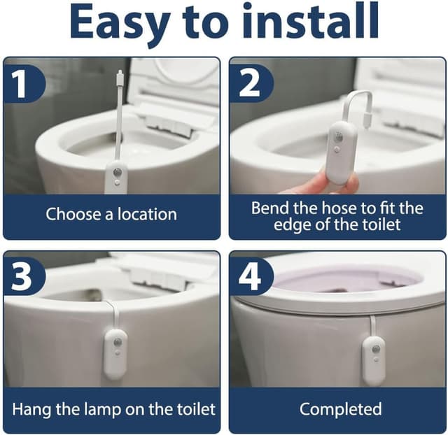 Detalle 2 de ABOHU LED Toilettenlicht mit Bewegungsmelder, 16 Farben, wasserdicht & USB-aufladbar