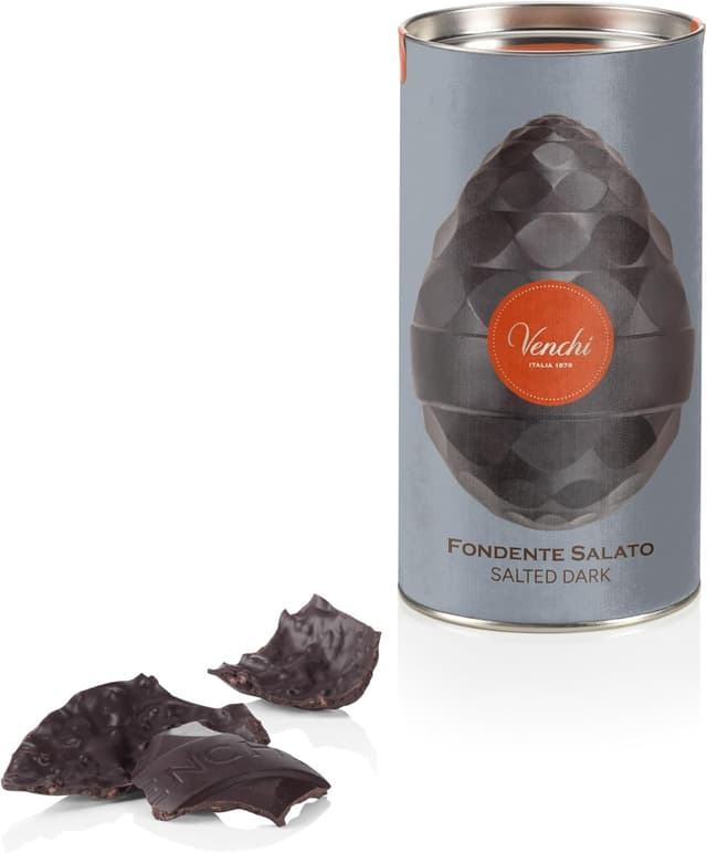 Detalle de Venchi Uovo di cioccolato fondente salato con granella di caramello salato e sorpresa, 150 g
