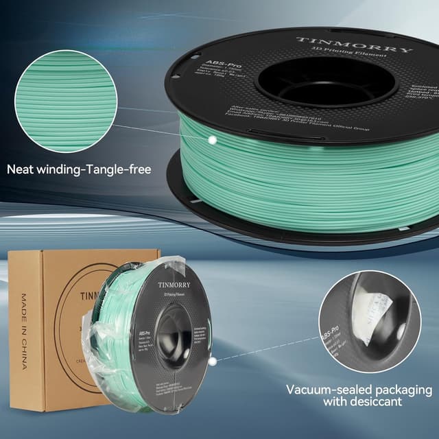 Detalle 2 de TINMORRY ABS Filament 1,75 mm (ABS Pro) Cyan – 1-kg-Rolle mit Maßgenauigkeit ±0,03 mm