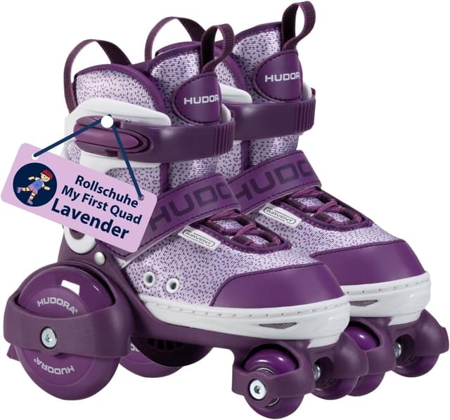 Detalle de HUDORA Rollschuh „My First Quad“ (Größe 26–29) – Lavender – einsteigerfreundliche verstellbare Kinder-Rollschuhe bis 20 kg
