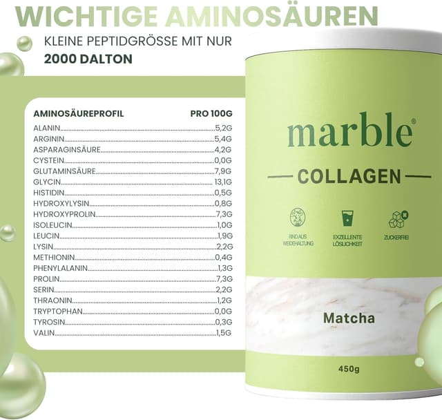 Detalle 2 de marble Collagen Pulver Matcha 450 g