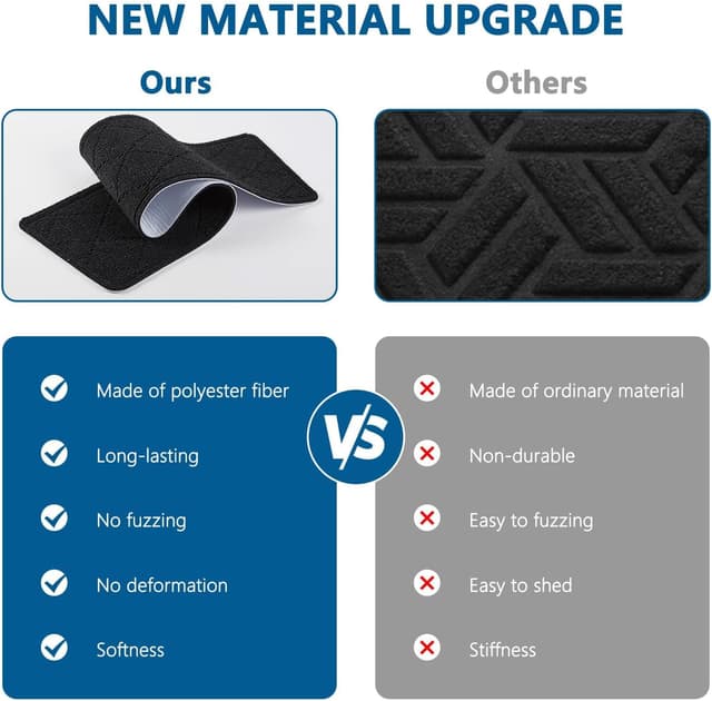 Detalle de KOOTETA Indoor Stair Treads (15-Pack) for Wooden Steps, 8" x 30" Non-Slip Carpet Rugs with Reusable Adhesive, Black