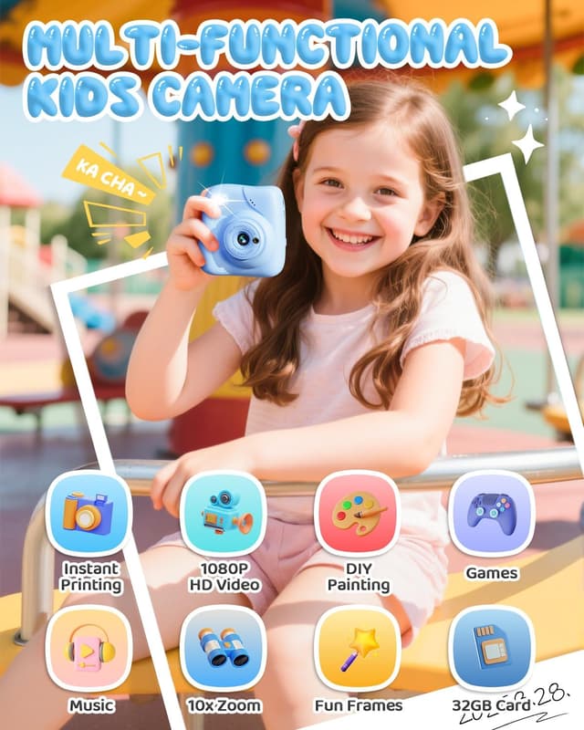 Detalle de CAMCLID Kids Camera Instant Print 1080P
