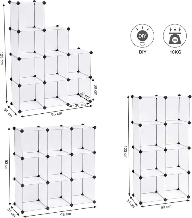 Thumbnail 5 de SONGMICS LPC115S Estantería Modular Blanca, 9 Compartimentos 🗄
