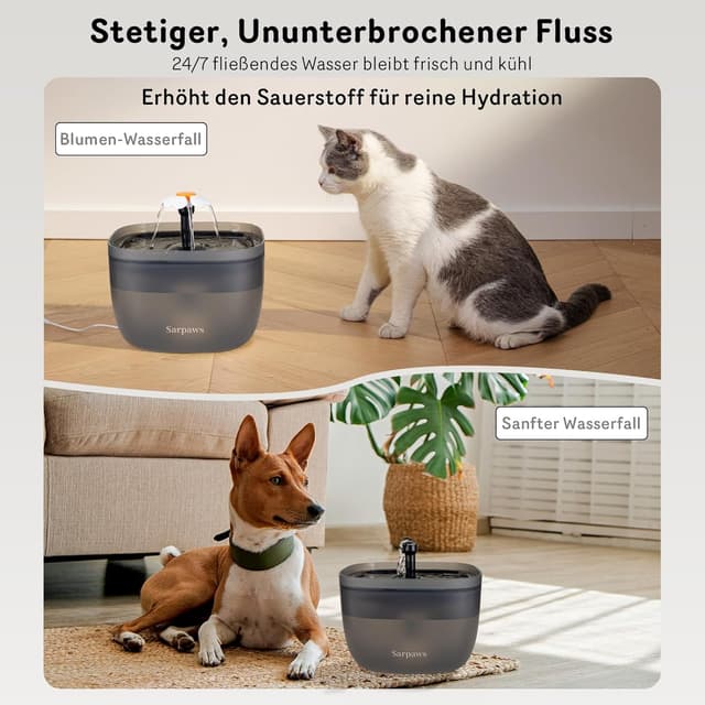 Detalle 1 de Sarpaws Futterautomat Katze & Trinkbrunnen FW1 mit Timer und programmierbarer Portionskontrolle (3 L)