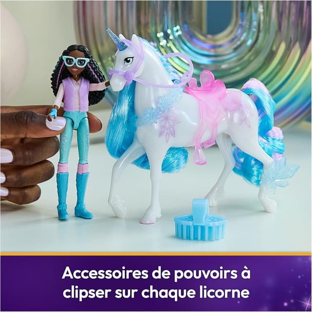 Detalle de Unicorn Academy – L’École des Licornes : Licorne Glacier + Poupée Layla (figurines et accessoires)