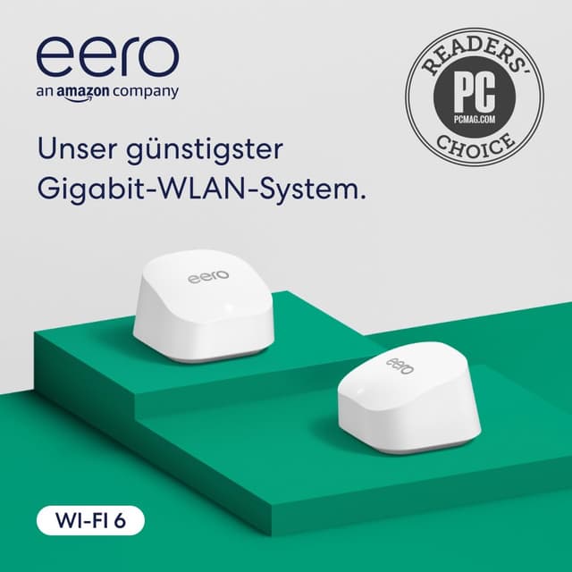 Detalle de Amazon eero 6+ Mesh-WLAN-Router (Doppelpack, 1-Gbit/s Ethernet) für bis zu 280 m²