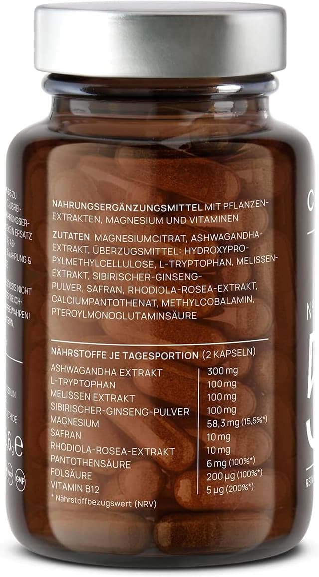 Detalle 2 de CLAV N°5 Balance – 60 Kapseln mit Ashwagandha, Rhodiola & Safran sowie Magnesium und B‑Vitamine (vegan)