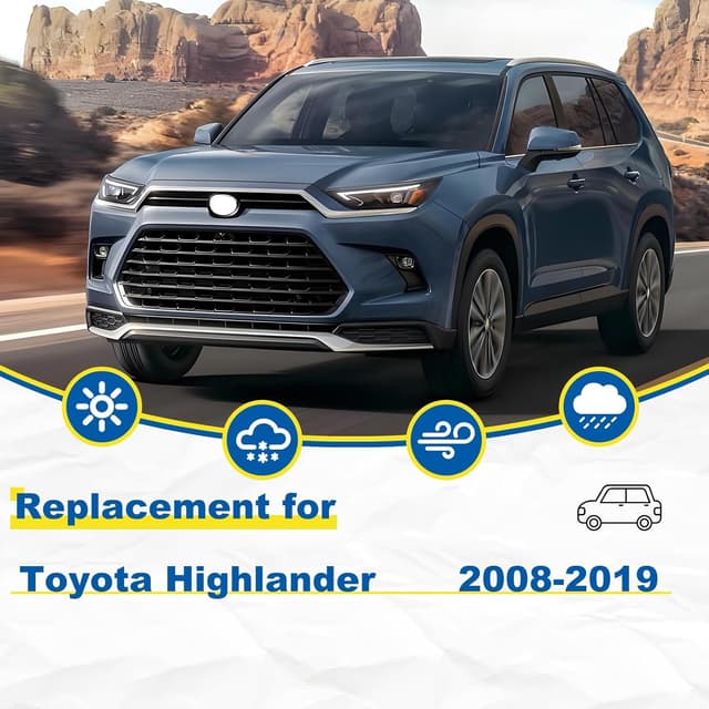 Detalle 2 de HRSNO 26"+20" Windshield Wipers with 12" Rear Wiper Blade Set for Toyota Highlander (2008-2019) – Pack of 3