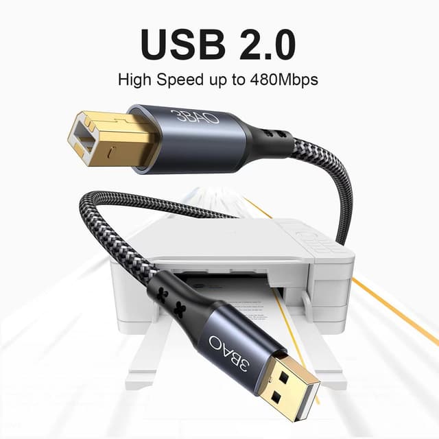 Detalle 2 de 3BAO USB 2.0 Printer Cable 5m