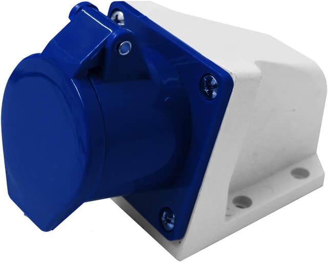Detalle de Electraline 80867 Presa Elettrica Industriale da Parete Inclinata 16A Blu