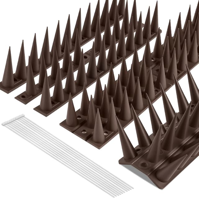 Detalle de OFFCUP in plastica 3,15 m (14 pezzi) con 10 fascette marroni: dissuasori anti-piccioni e anti-uccelli per balcone, tetto e giardino