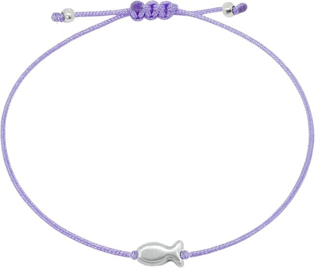 Detalle de Selfmade Jewelry Armband Damen Silber „Fisch“ – größenverstellbares Makramee-Flechtarmband, handmade in Deutschland (inkl. Geschenk-Verpackung)