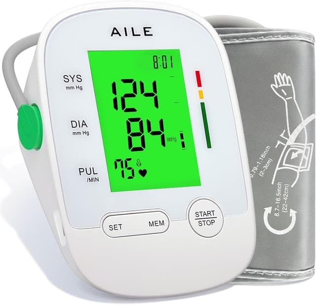 Detalle de AILE X6 Oberarm-Blutdruckmessgerät für 22–42 cm mit ±3 mmHg Präzision und Arrhythmie-Erkennung