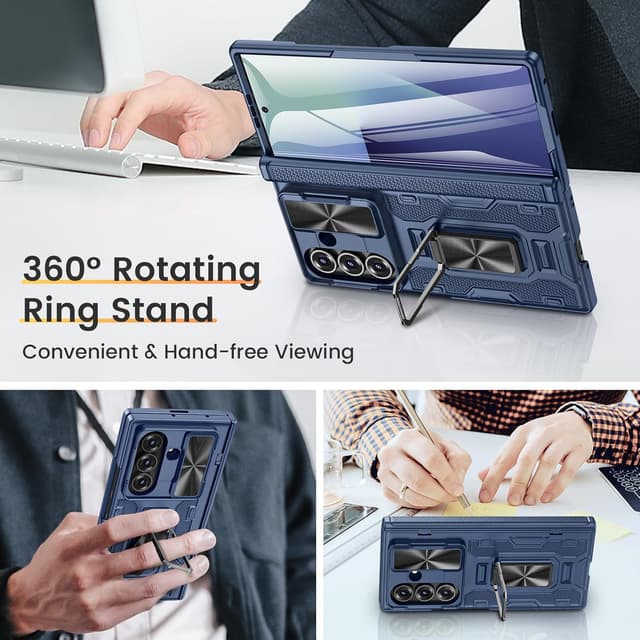 Thumbnail 4 de VEGO for Samsung Galaxy Z Fold 7 Case (Blue) with Hinge Protection, Slide Camera Cover, 360° Ring Stand & Built-in Screen Protector