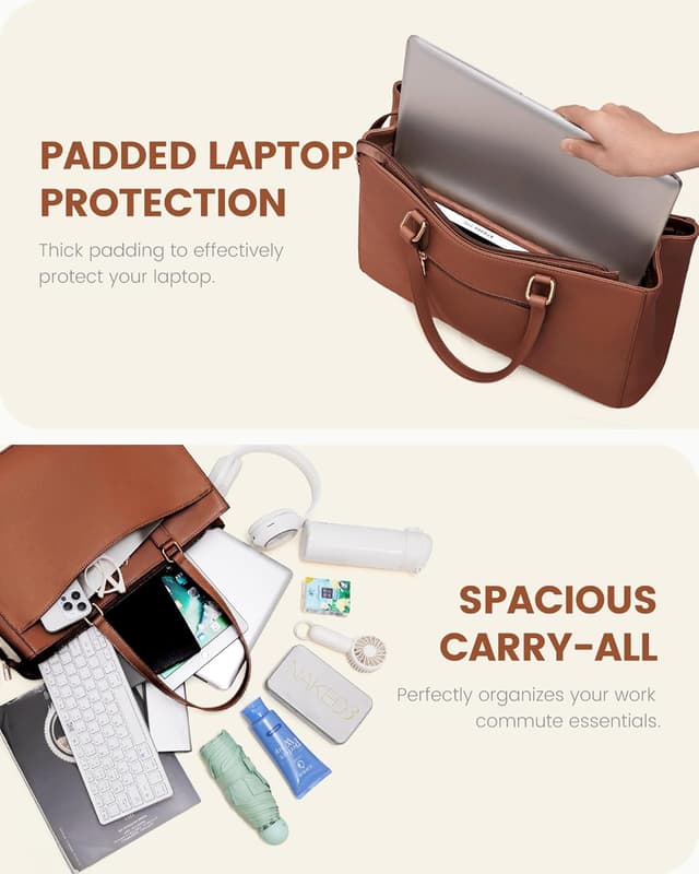 Detalle 2 de LOVEVOOK Laptoptasche Damen für 15,6 Zoll – leichte Arbeitstasche mit gepolstertem Laptopfach