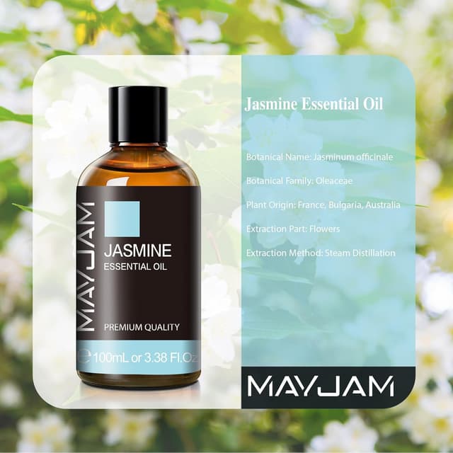 Detalle 2 de MAYJAM Jasmin ätherisches Öl 100 ml – Jasminöl für Diffusor, Luftbefeuchter und DIY