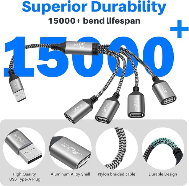Detalle 2 de Mygatti USB-Splitterkabel 4-fach (USB-A auf 4x USB-A), 0,3 m – USB-2.0 Multiport Adapter