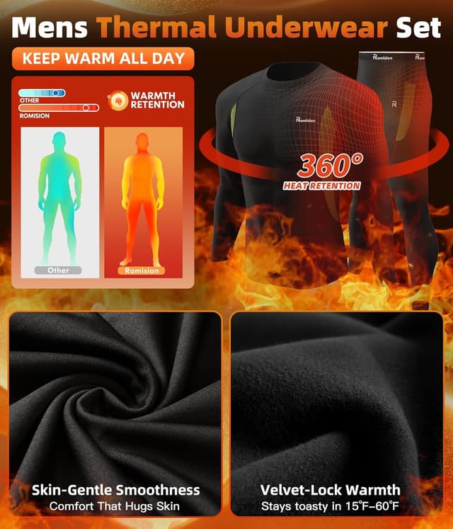 Thumbnail 5 de romision 2 Pack Thermal Underwear Base Layer Set