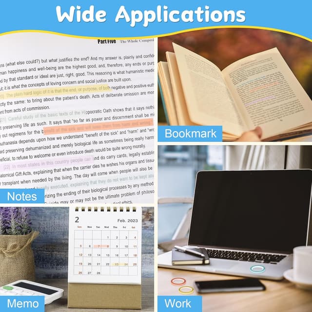 Detalle 2 de Hoiny 10 Rollen transparente fluoreszierende Haftnotizen / Highlight Strips (5 x 6 mm)