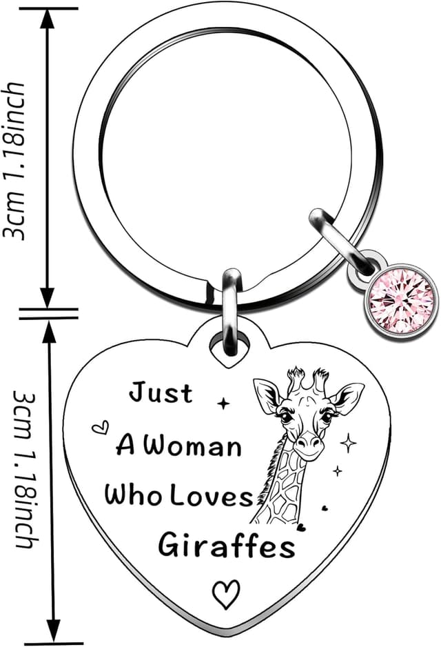 Detalle 2 de QMVMV “Just A Woman Who Loves Giraffes” stainless steel giraffe keyring gift