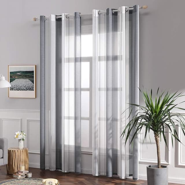 Thumbnail 7 de MIULEE Cortinas Modernas Rayas Blanco y Gris 🌈