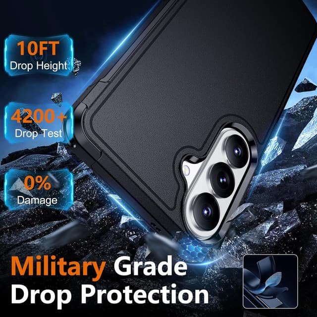 Detalle de SPIDERCASE Tough Galaxy S26 Case (2-Pack) with Tempered Glass Screen & Camera Lens Protectors, 10 FT Military Grade Drop Protection