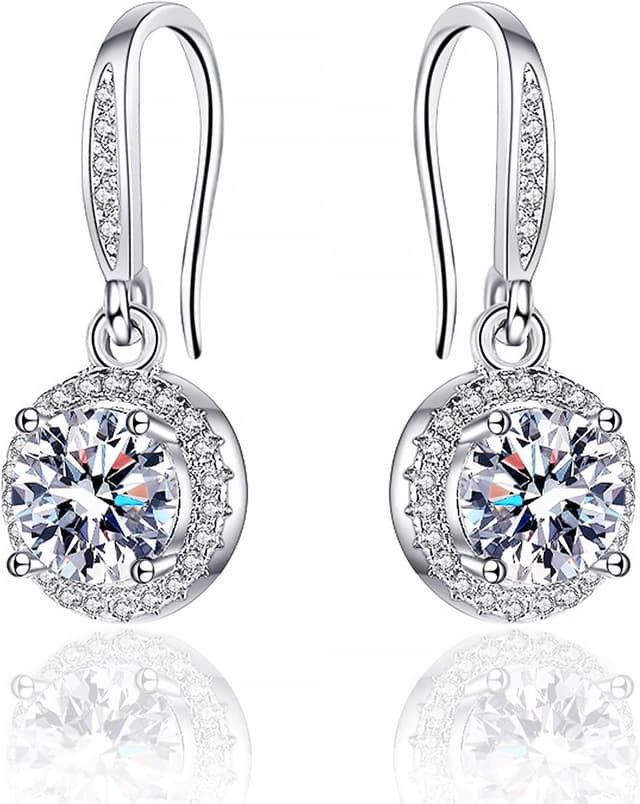 Thumbnail 6 de HEEYA Ohrringe Silber 925 mit hängenden Zirkonia – runde, Blatt-, Gänseblümchen-, ovale, Tropfen- oder quadratische Formen