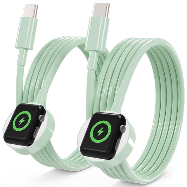 Detalle de Upgraded 2 Pack USB-C Magnetic Apple Watch Charger Cable (MFi Certified) – 1m, Green