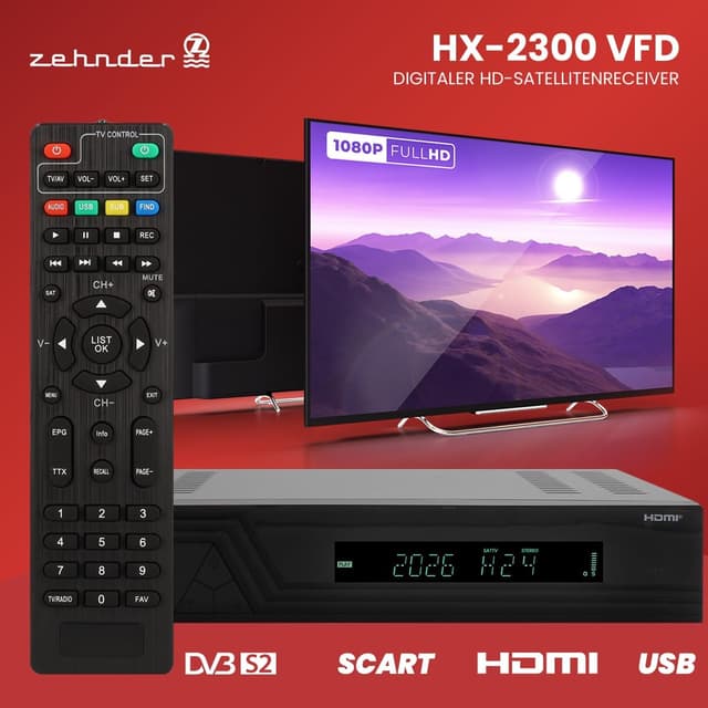 Thumbnail 2 de Zehnder HX 2300 VFD Sat Receiver Full HD